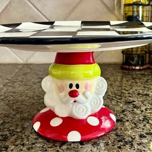 Mud Pie Red and White Santa Cake Stand Serveware